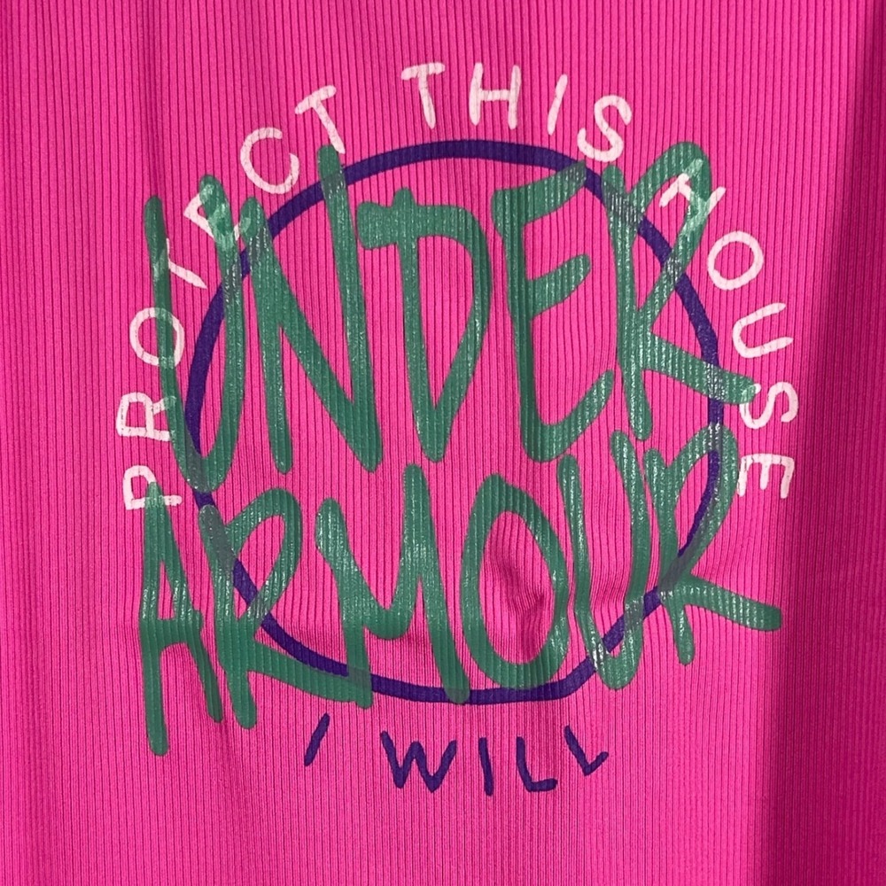 Under Armour Kids Pink HeatGear Ribbed Racerback Tank Top Youth Medium
